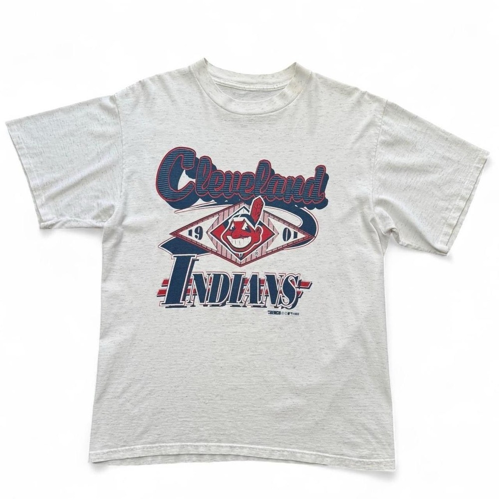 1993 Cleveland Indians MLB Baseball Heather Grey Triblend T-shirt Large